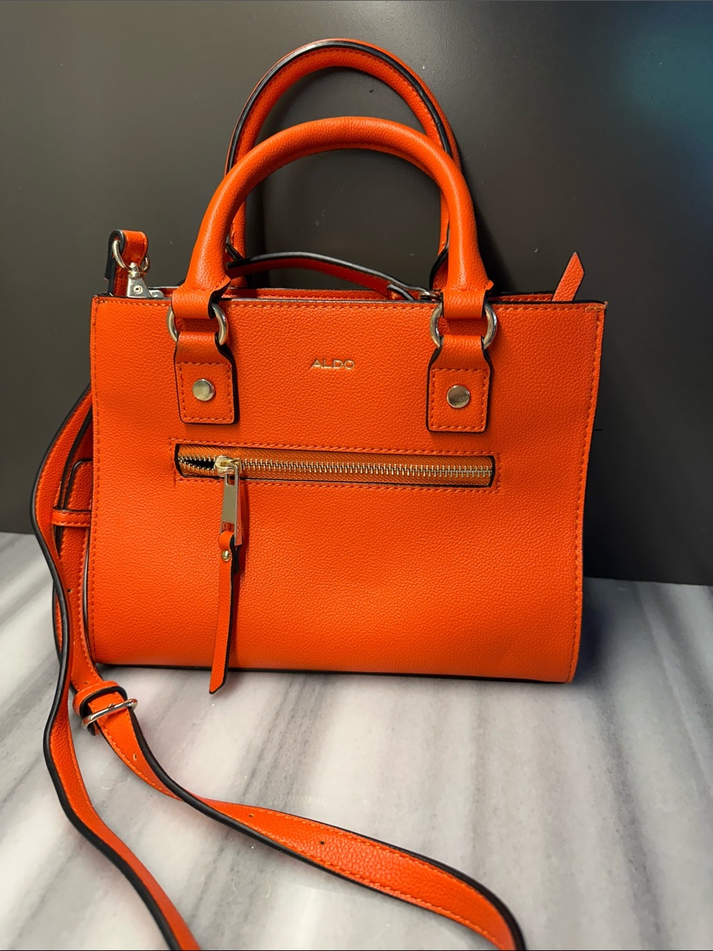 ALDO Bright Orange Structured Top-Handle Satchel